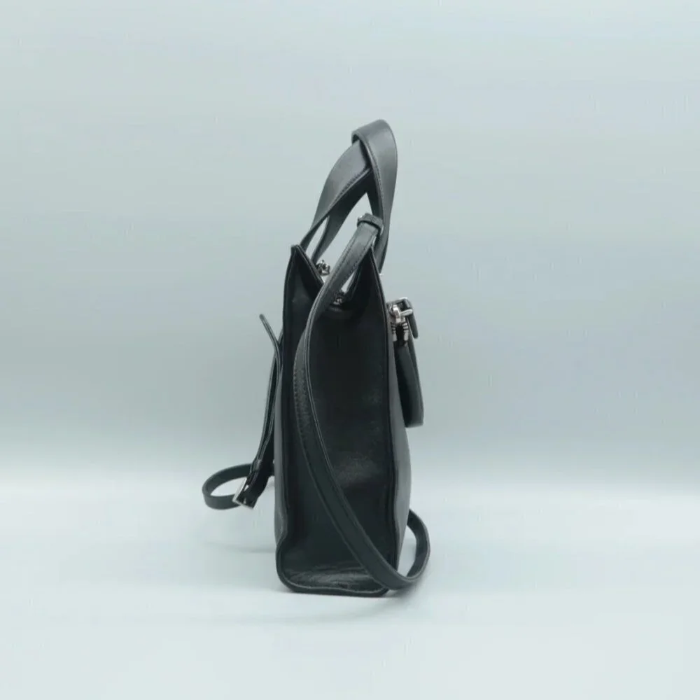 Authentic Prada Black Triangle Leather Satchel Bag